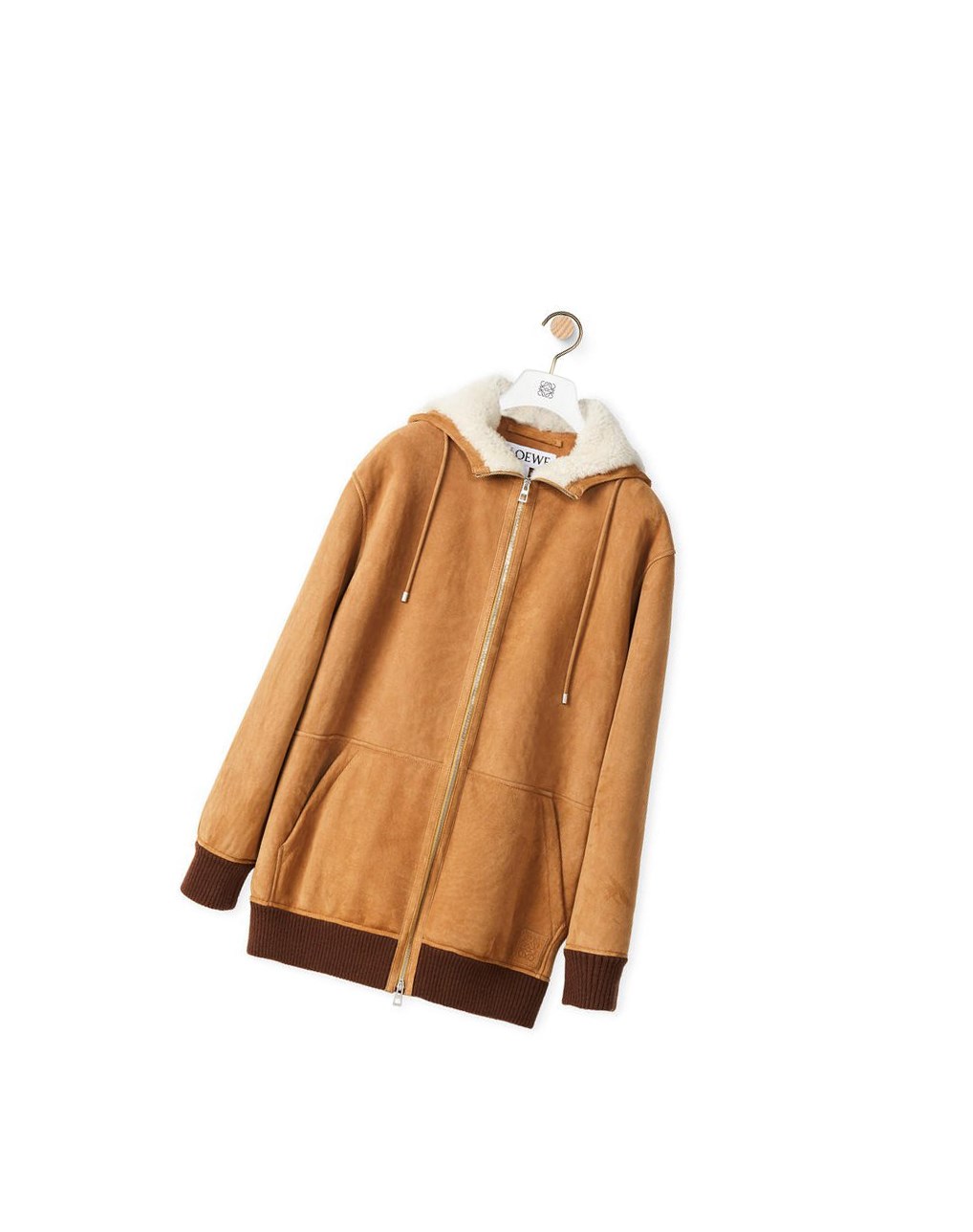 Loewe Zip up hoodie in shearling Blancos | VHMXJ-4732