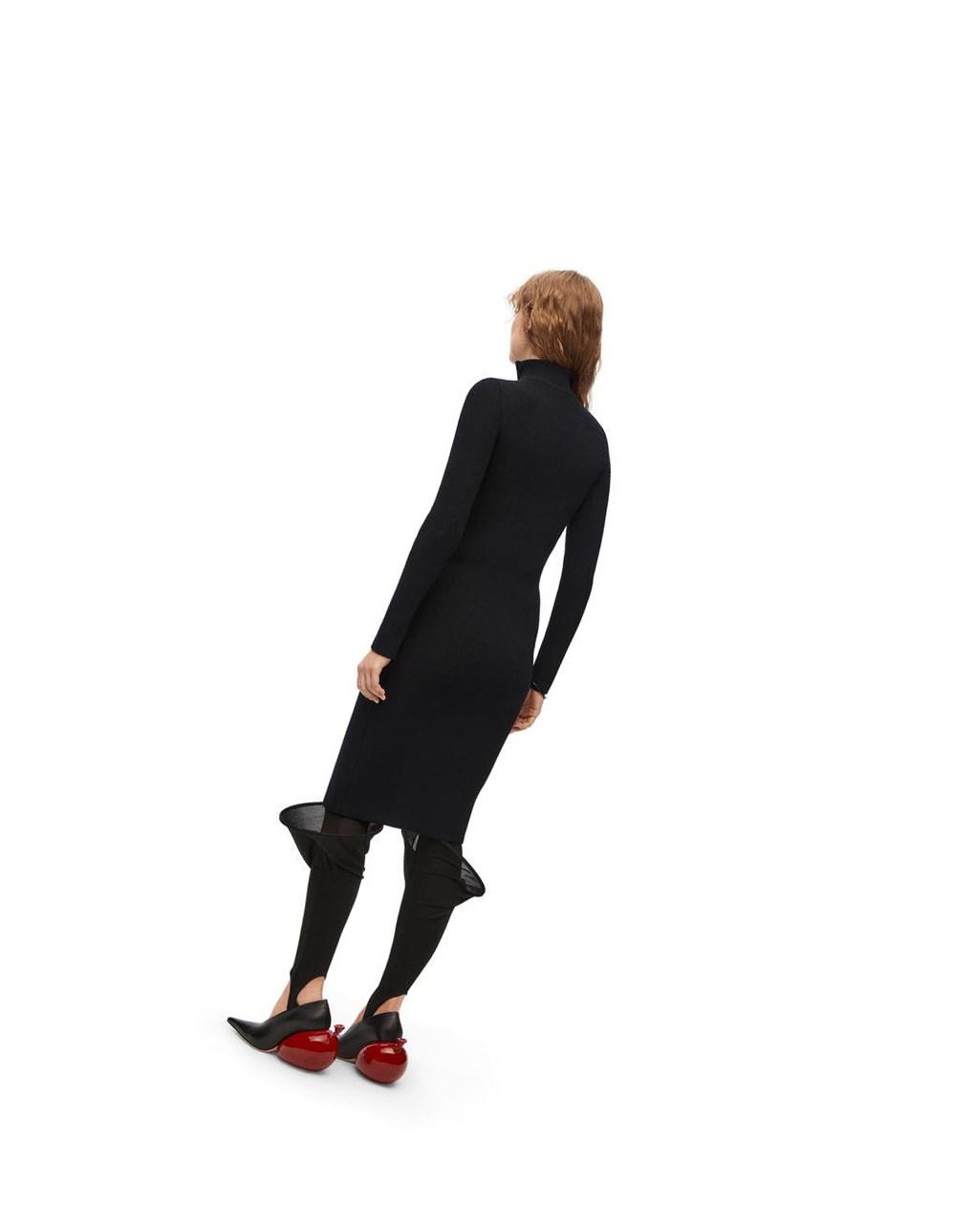 Loewe Zip up midi dress in wool Negros | PHFAB-7096