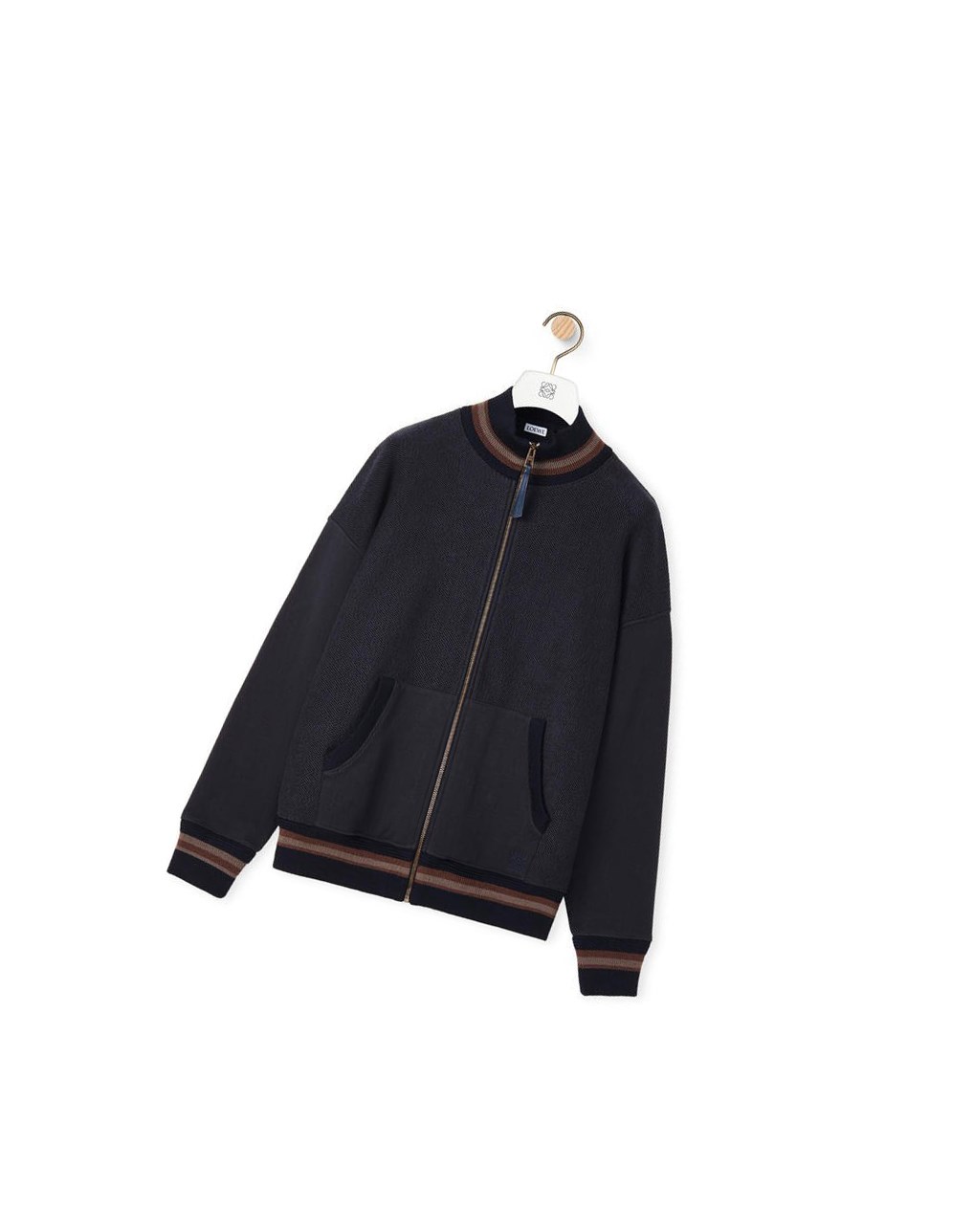 Loewe Zip-up ribbed jacket in cotton Azul Marino Oscuro Azules | VLWOP-7214