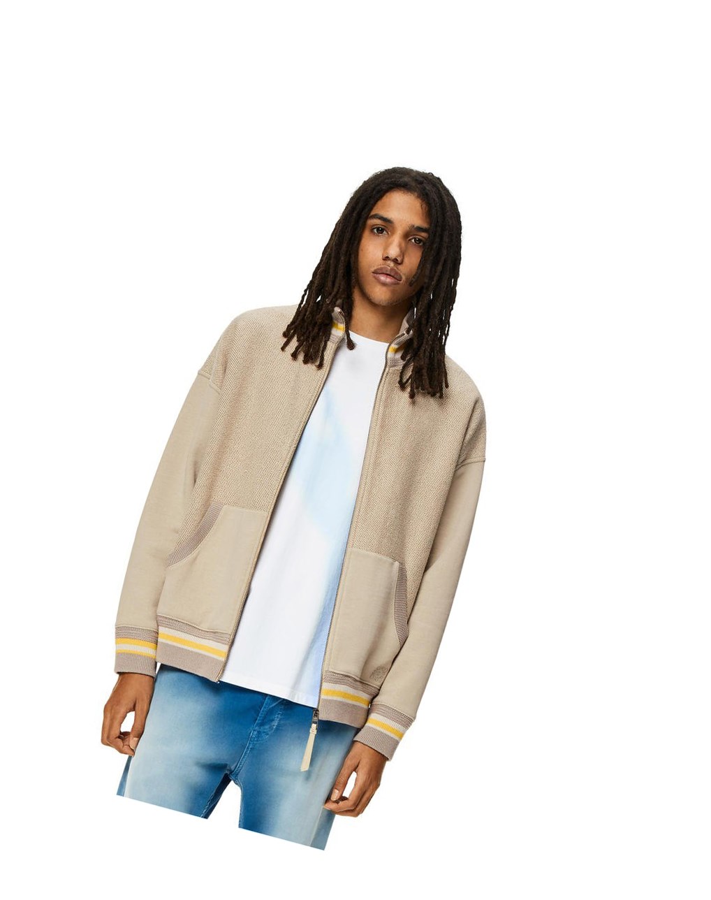 Loewe Zip-up ribbed jacket in cotton Grises | YOWRH-9268