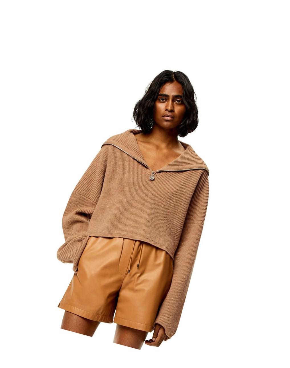 Loewe Zip-up sweater in wool Beige | FETBU-9157
