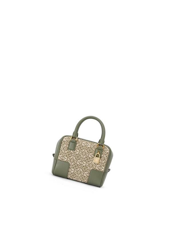 Loewe Amazona 16 Square bag in Anagram jacquard and calfskin Verdes Verdes | CNLOZ-5401