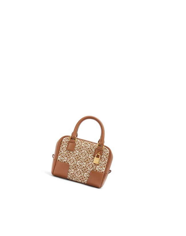 Loewe Amazona 16 Square bag in Anagram jacquard and calfskin Tan / Pecan | TBHKI-9743