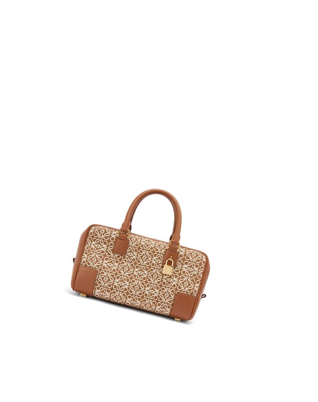 Loewe Amazona 23 in Anagram jacquard and calfskin Tan / Pecan | QCBKW-8235