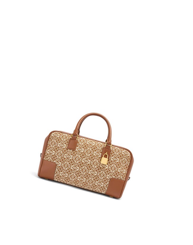 Loewe Amazona 28 bag in Anagram jacquard and calfskin Tan / Pecan | HTYDK-5972