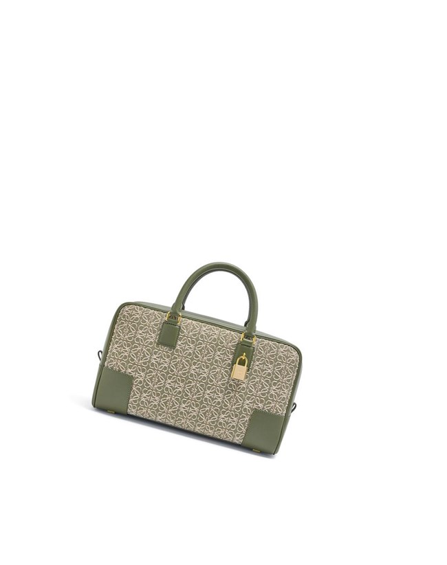 Loewe Amazona 28 bag in Anagram jacquard and calfskin Verdes Verdes | UQYVB-8925