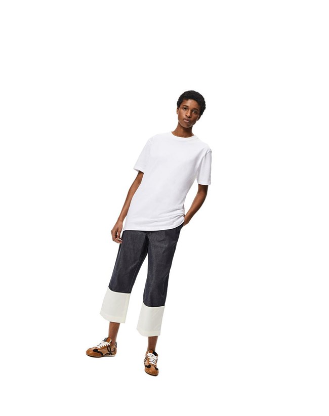 Loewe Anagram T-shirt in cotton Blancos | UZJVQ-1342