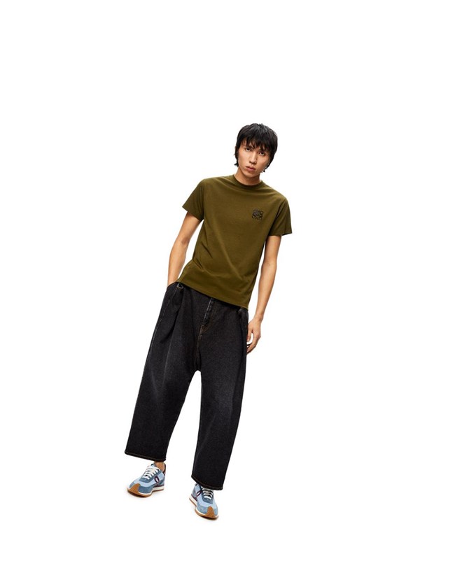 Loewe Anagram T-shirt in cotton Kaki Oscuro Verdes | NDCVL-6058