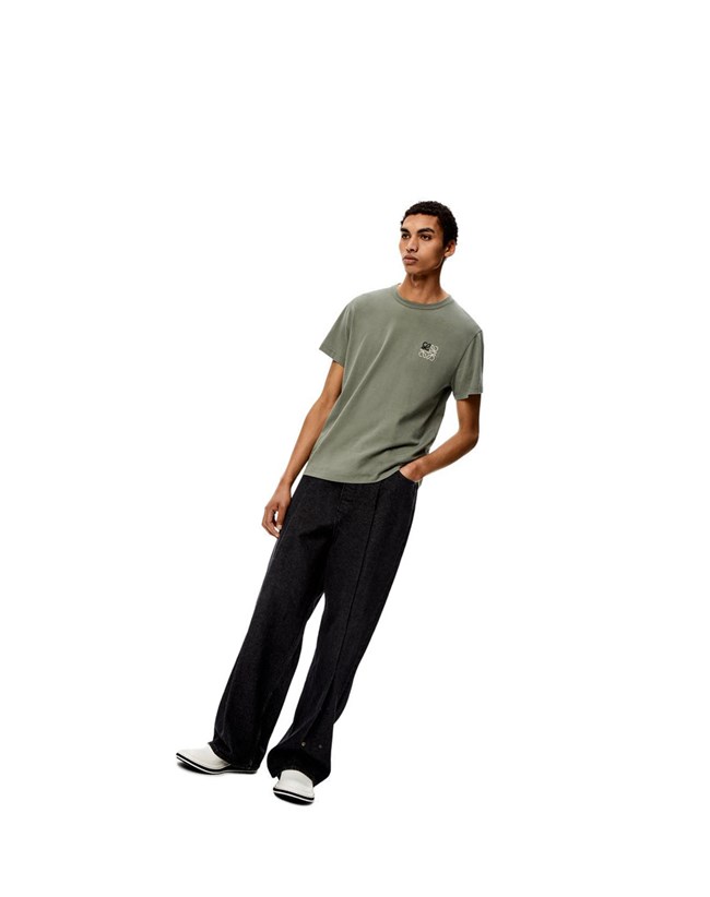Loewe Anagram T-shirt in cotton Verdes | PXDOL-8920