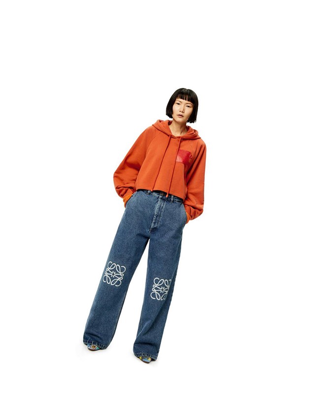 Loewe Anagram cropped hoodie in cotton Naranjas | BHFRP-6293