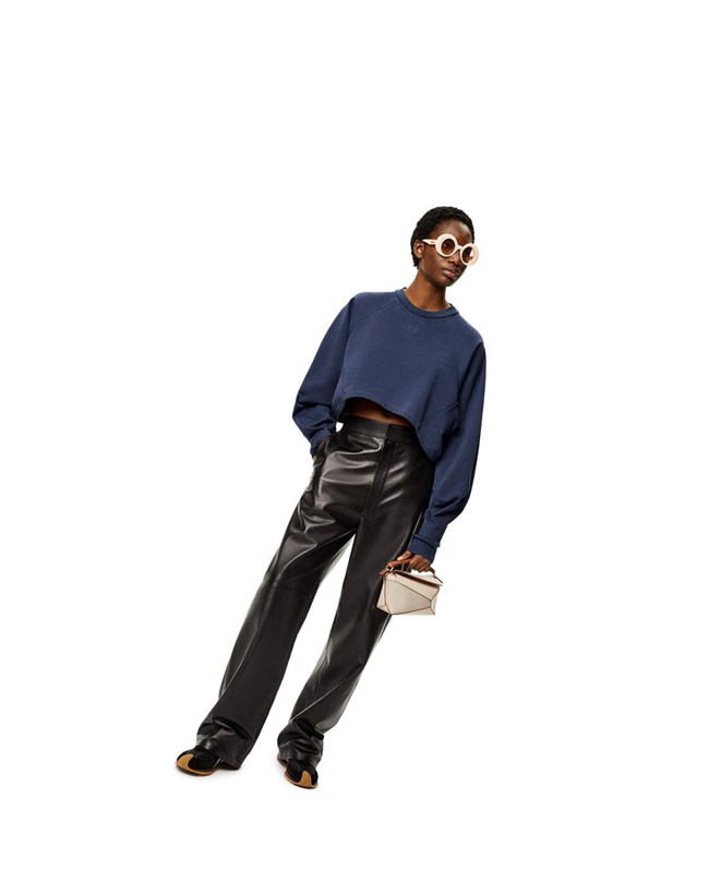 Loewe Anagram cropped sweatshirt in cotton Azules | AWDKT-7926