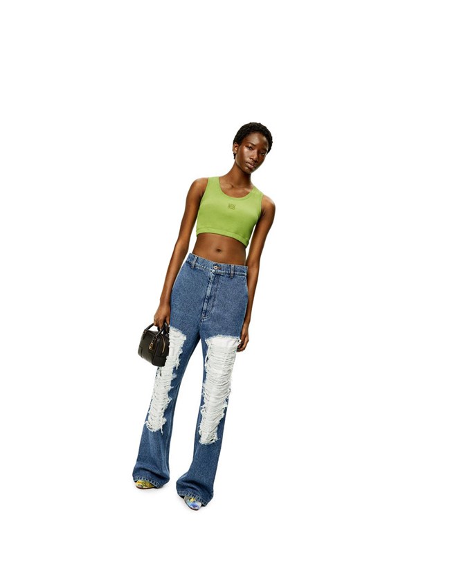 Loewe Anagram cropped tank top in cotton Verdes | RNDGK-9437