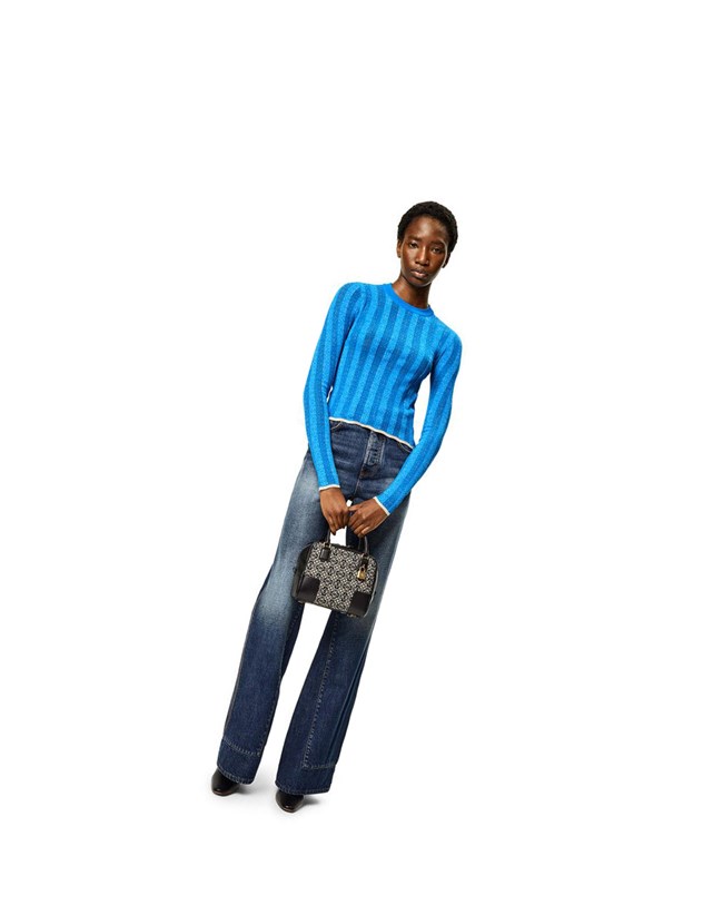 Loewe Anagram devore sweater in viscose Azules Claro | NPSDI-3765
