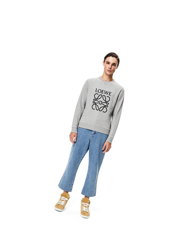 Loewe Anagram embroidered sweatshirt in cotton Grises | GKFWQ-3698