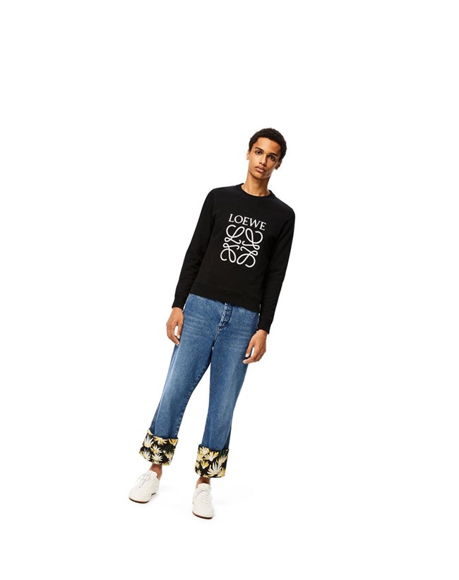 Loewe Anagram embroidered sweatshirt in cotton Negros | NAIWJ-5326