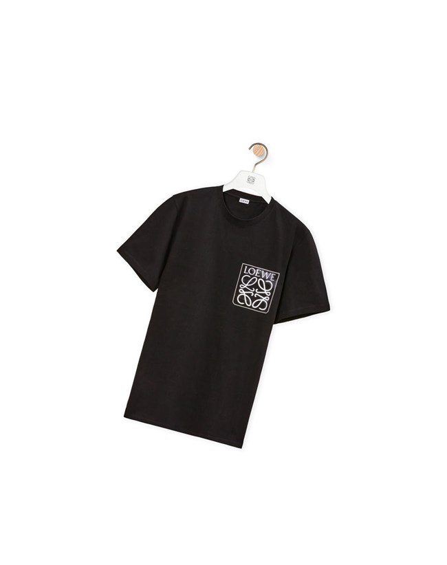 Loewe Anagram fake pocket T-shirt in cotton Negros | CIJFP-6751
