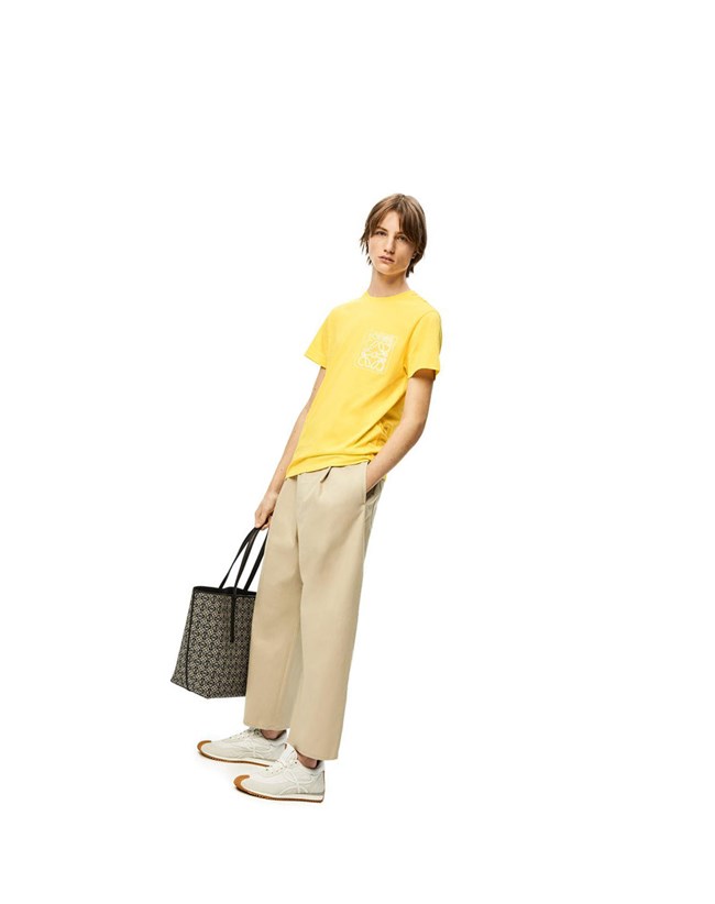 Loewe Anagram fake pocket T-shirt in cotton Amarillos | FKJHV-7849