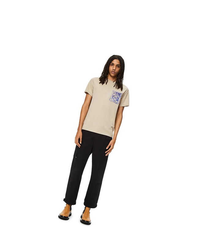 Loewe Anagram fake pocket T-shirt in cotton Grises | HZWUE-5421