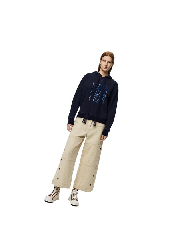 Loewe Anagram hoodie in cotton Azul Marino Azules | QNVHE-2564