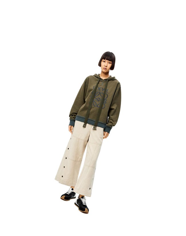 Loewe Anagram hoodie in cotton Verdes | BMARN-0281