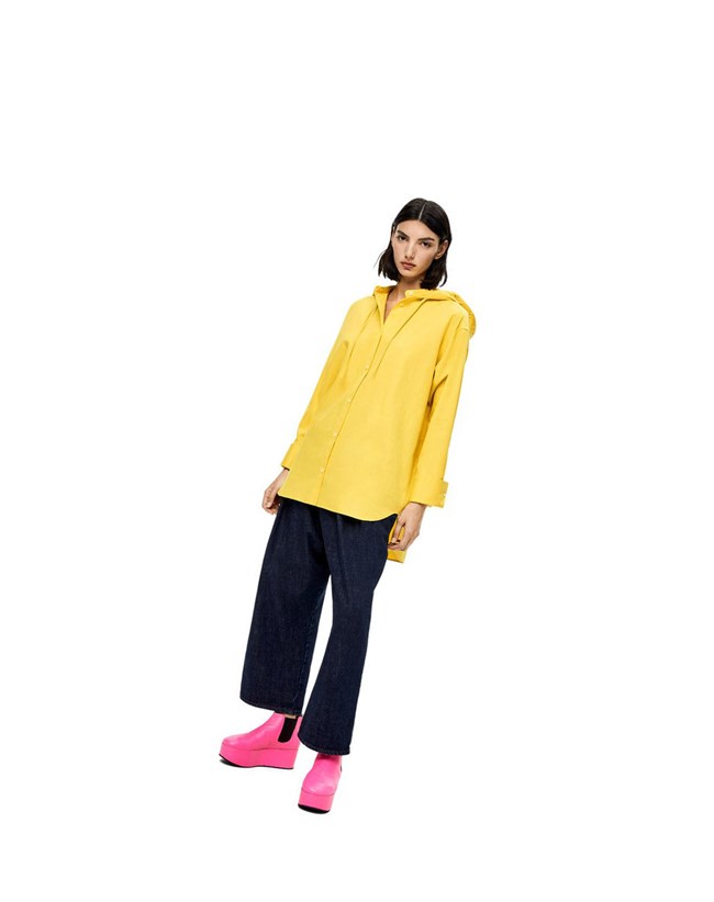 Loewe Anagram jacquard hooded shirt in cotton Amarillos | GTLHY-5716