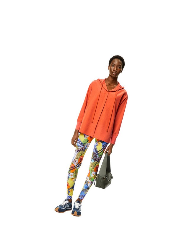 Loewe Anagram jacquard hooded shirt in silk and cotton Naranjas | LATOE-0247