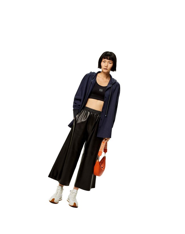 Loewe Anagram jacquard hooded shirt in silk and cotton Night | UAYSB-1384