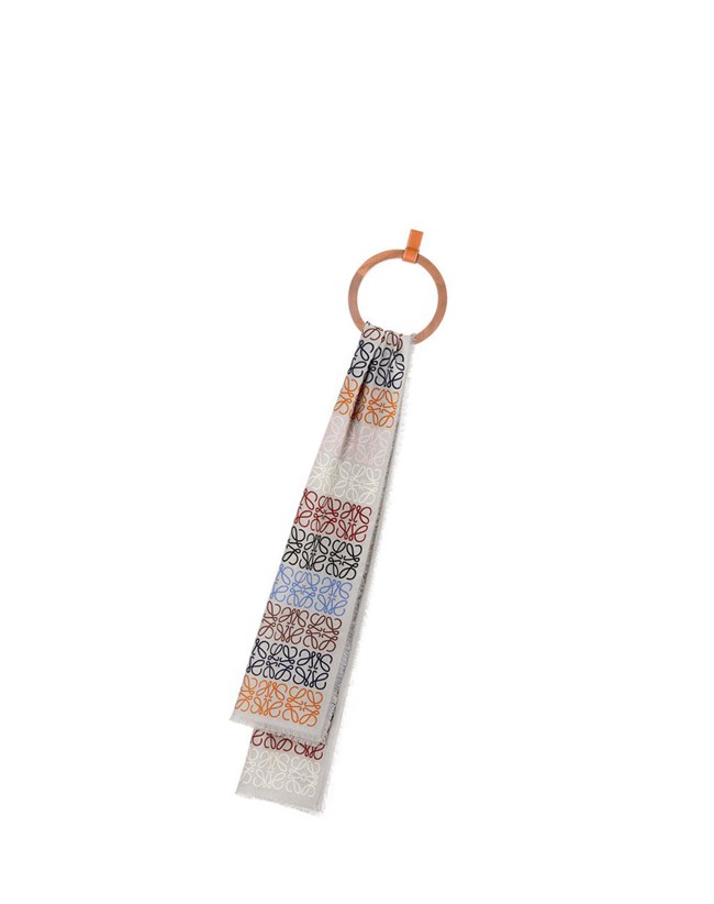 Loewe Anagram lines scarf in wool and cashmere Grises Claro Multicolor | FZBCK-7615