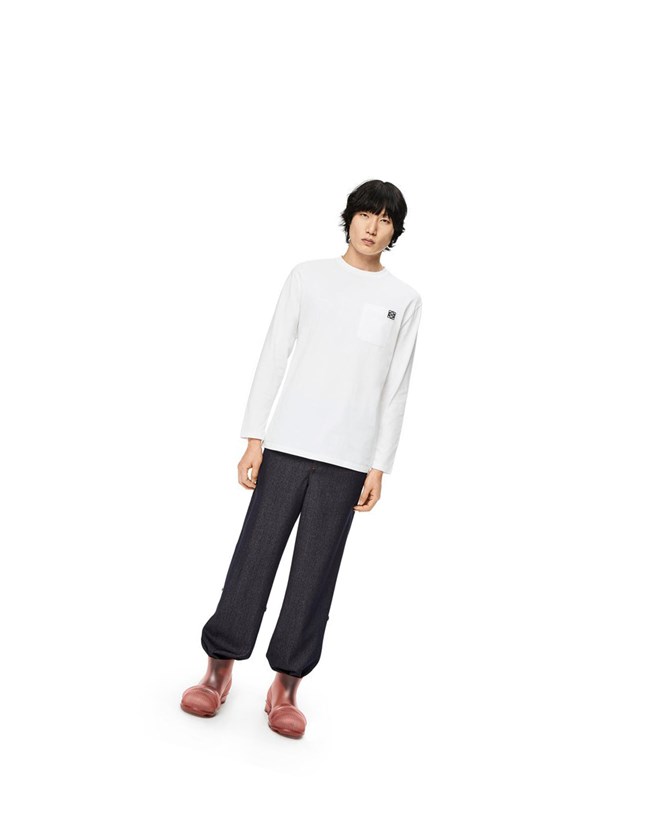 Loewe Anagram long sleeve T-shirt in cotton Blancos | YJRBG-5109