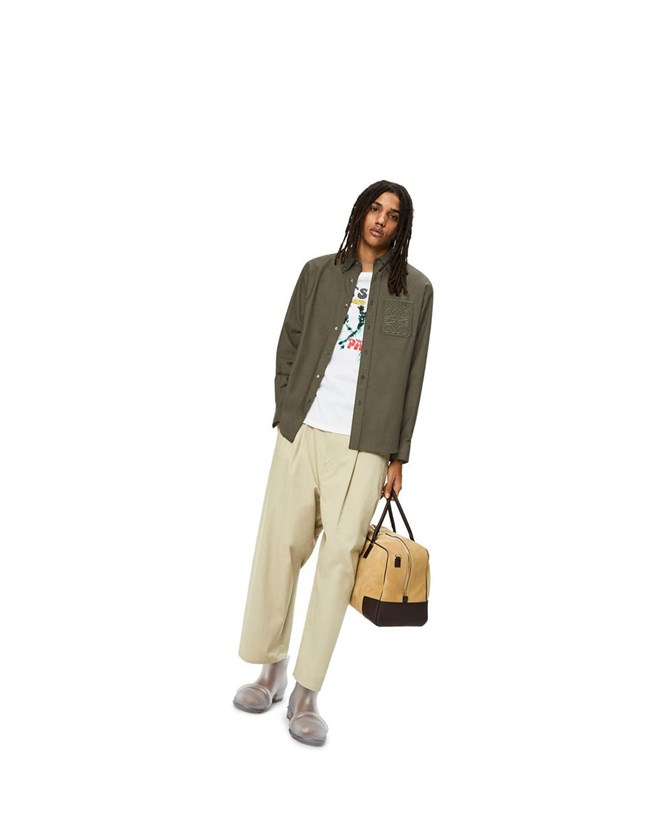 Loewe Anagram pocket shirt in cotton Kaki Verdes | MGIEQ-4019