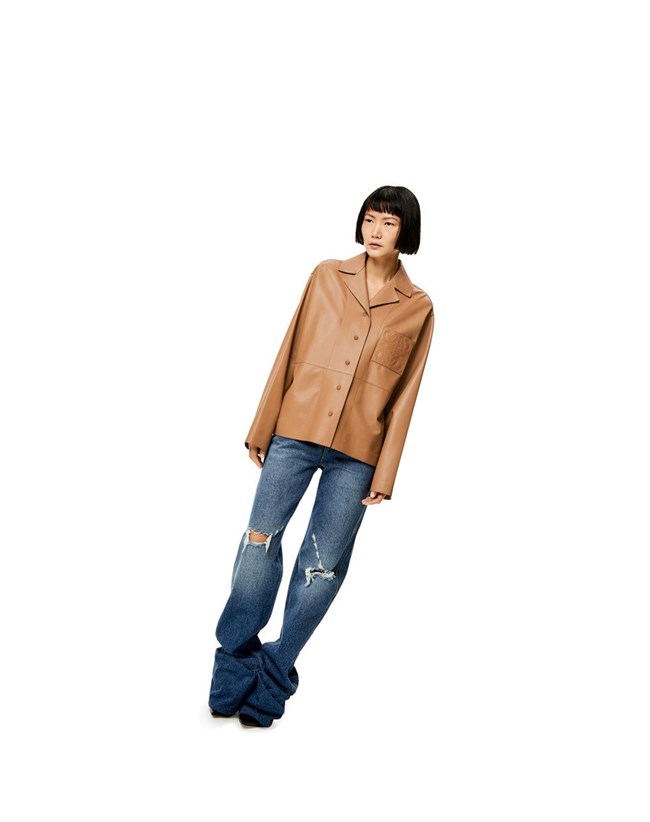 Loewe Anagram pyjama shirt in nappa Toffee | RZPHF-7839