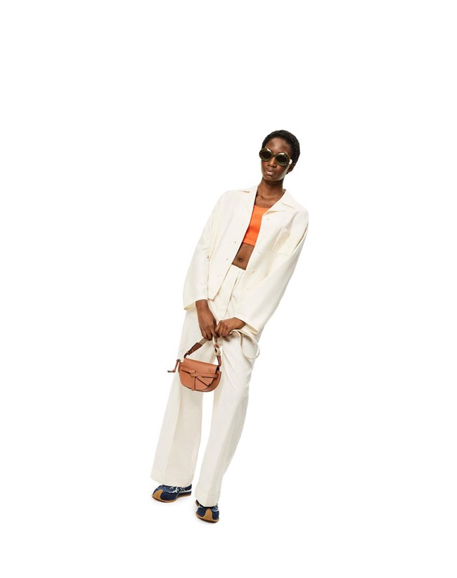Loewe Anagram pyjama trousers in silk and cotton Ivory | LSUKD-5718
