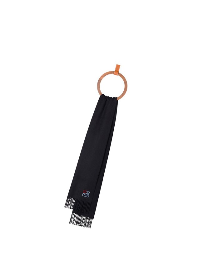 Loewe Anagram scarf in cashmere Azul Marino Azules | YFMKR-9531