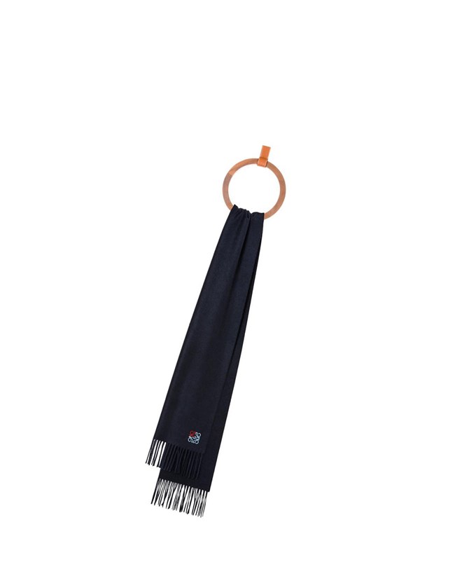 Loewe Anagram scarf in cashmere Azules Oscuro | URHBY-0546