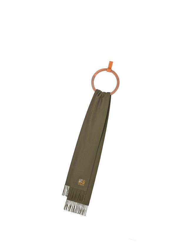 Loewe Anagram scarf in cashmere Verdes Oscuro | FESWM-0925