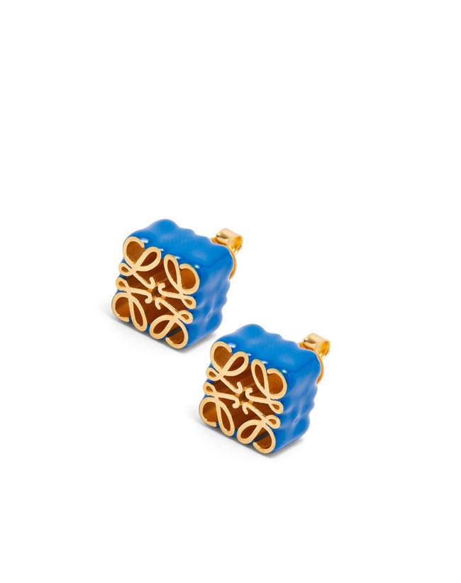 Loewe Anagram stud earrings in sterling silver and enamel Azules | EJDAQ-6358