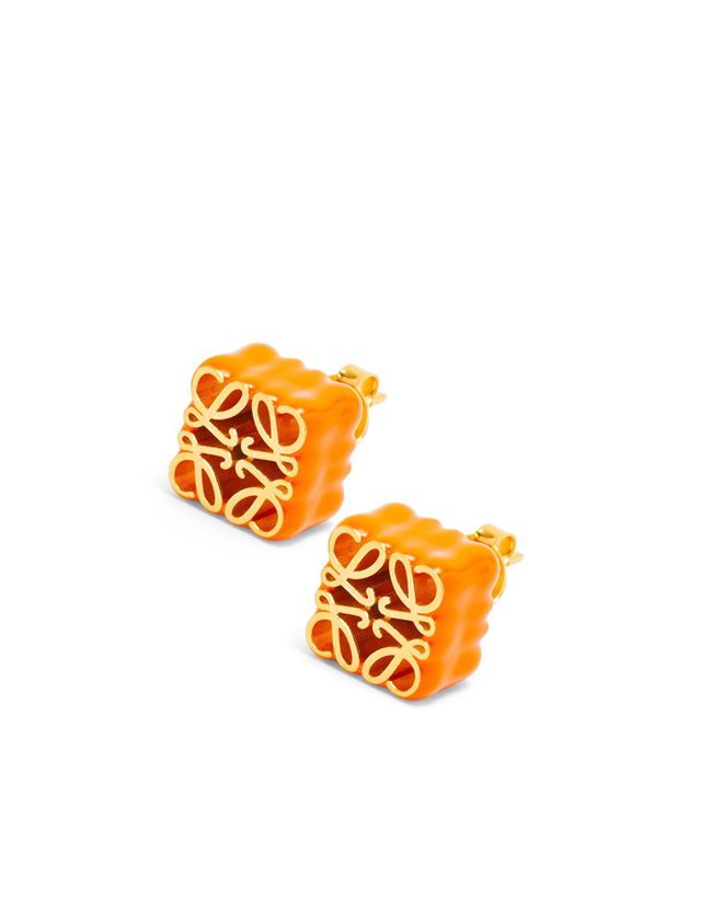 Loewe Anagram stud earrings in sterling silver and enamel Naranjas | ICOSY-3298
