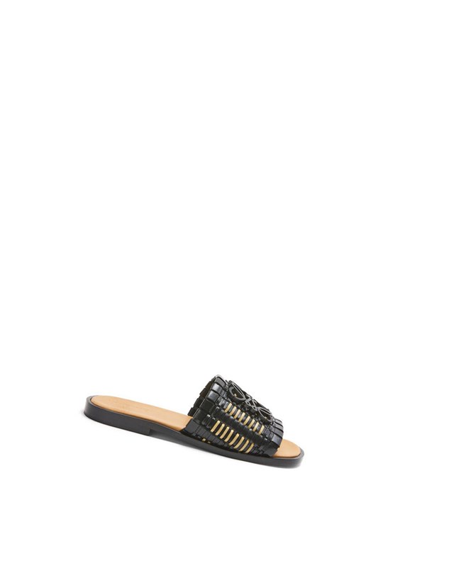 Loewe Anagram woven slide in calfskin Negros | LYWZH-5740