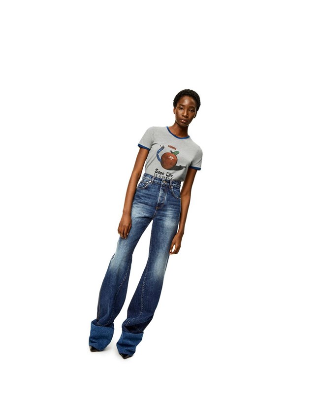Loewe Apple print T-shirt in cotton Grises | XPBMD-2784