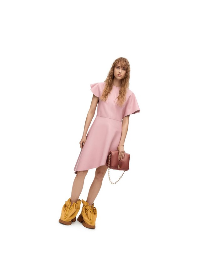 Loewe Asymmetric dress in nappa Rosas Claro | PIQFL-3790