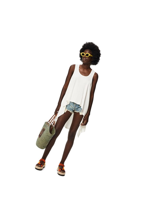 Loewe Asymmetric tank top in viscose Blancos | AJLIO-0426