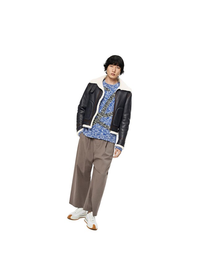 Loewe Aviator jacket in shearling Azul Marino Azules | YQJCN-2865