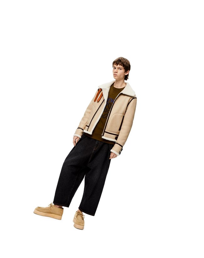Loewe Aviator jacket in shearling Blancos Marrom | FGZDB-1495