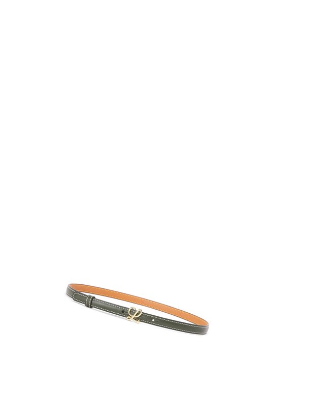 Loewe Belt in smooth calfskin Kaki Dorados | MWFHZ-3916