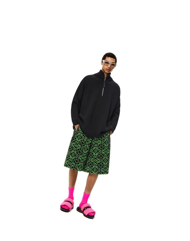 Loewe Bermuda shorts in Anagram jacquard fleece Negros Verdes | RPKZS-7362