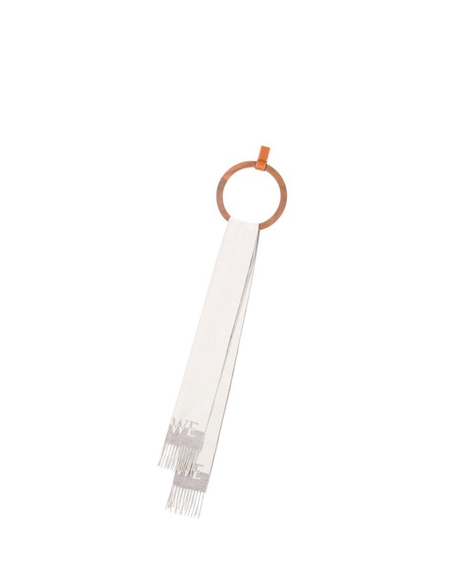Loewe Bicolour LOEWE scarf in wool and cashmere Blancos Grises Claro | TWZGL-1428
