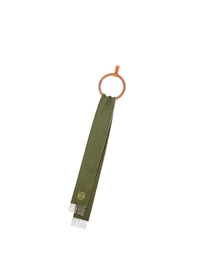 Loewe Bicolour scarf in wool and cashmere Kaki Verdes | CSWBR-5678