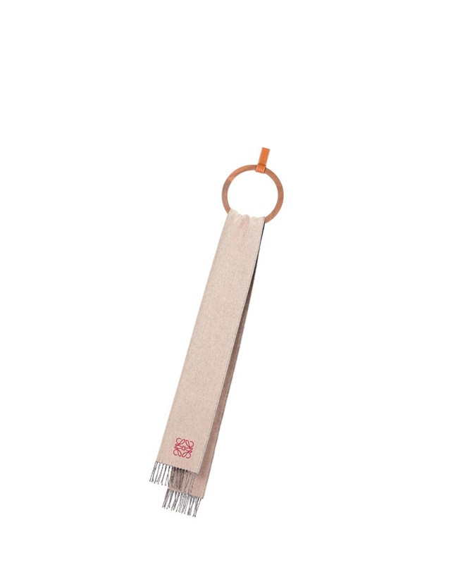 Loewe Bicolour scarf in wool and cashmere Azul Marino Creme | VEHBQ-7469