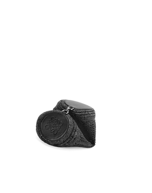 Loewe Bracelet pouch in raffia and calfskin Negros Negros | MLAHB-3698