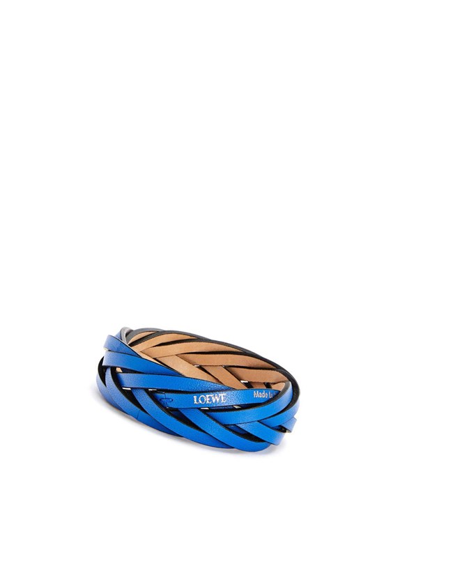 Loewe Braided bangle in classic calfskin Azules | NRYFZ-5318